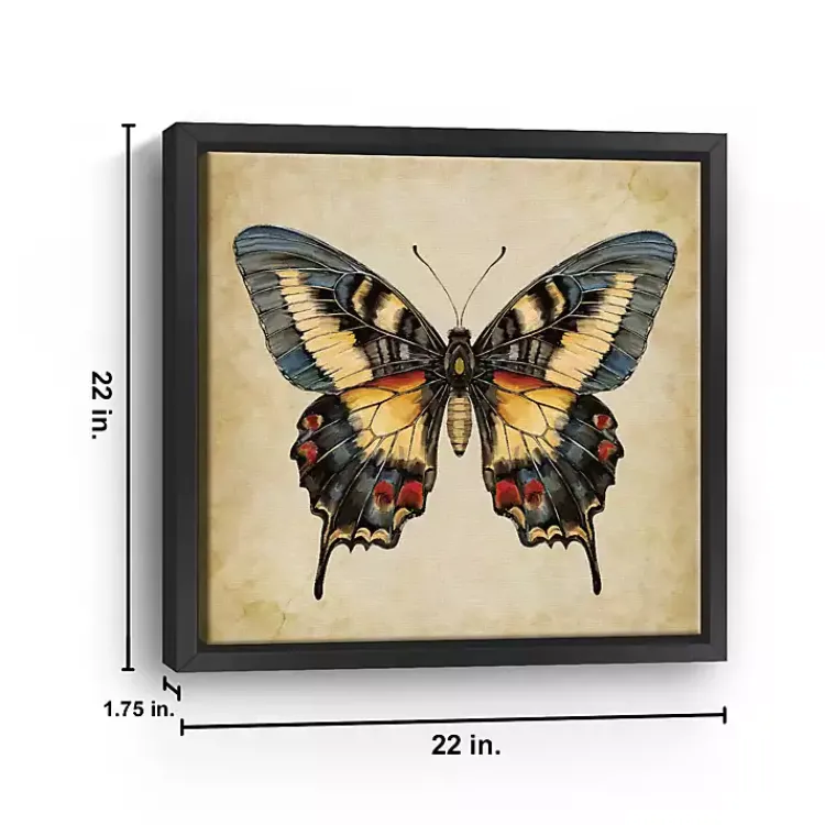 Kirklands Home Canvas Art|Blue Vintage Butterfly Framed Canvas Art Print