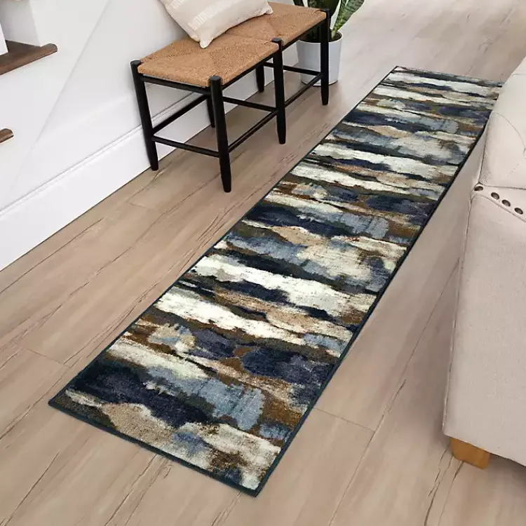 Kirklands Home Area Rugs|Blue Watercolor Abstract Runner, 2x8