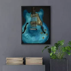 Kirklands Home Framed Art|Blue Watercolor Guitar Framed Art Print
