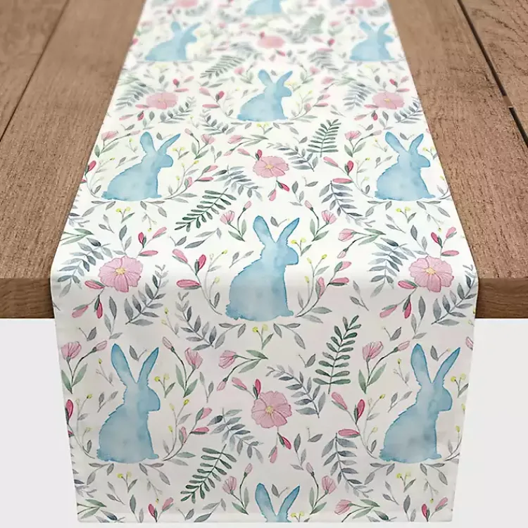 Clearance Blue Watercolor Rabbit Table Runner, 72 in. Easter Decorations