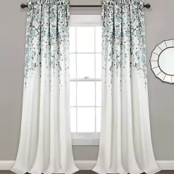 Kirklands Home Curtains & Drapes|Blue Weeping Flower Curtain Panel Set, 95 in.