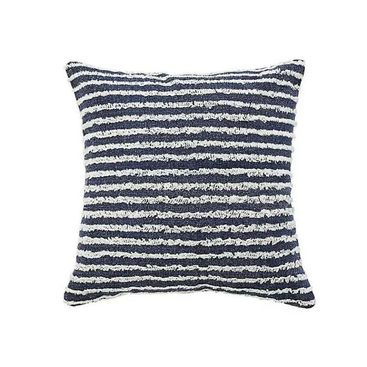 Online Blue Wispy Ways Tufted Stripes Cotton Pillow Pillows