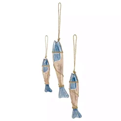 Kirklands Home Wall Plaques|Blue Wood Fish Hanging Wall Plaques, Set of 3