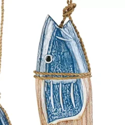 Kirklands Home Wall Plaques|Blue Wood Fish Hanging Wall Plaques, Set of 3