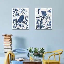 Kirklands Home Canvas Art|Bluebird Silhouette Canvas Art Prints, Set of 2