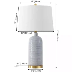 Kirklands Home Table Lamps|Blue-Gray Striations Ceramic Table Lamp White
