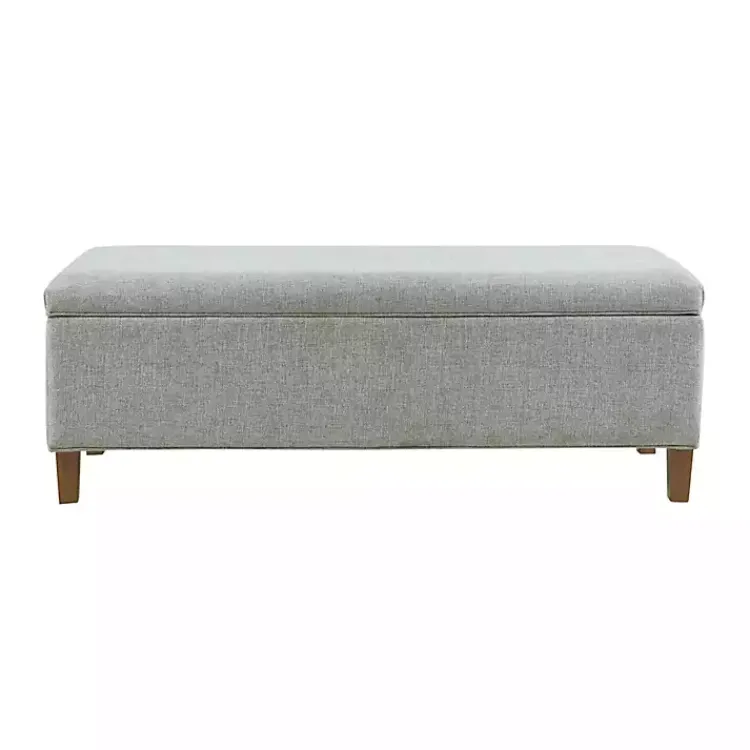 Kirklands Home Benches & Ottomans|Blue-Gray Upholstered Soft-Close Storage Bench