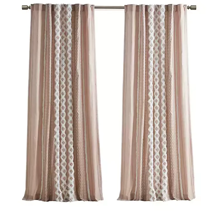 Kirklands Home Curtains & Drapes|Blush Chenille Stripe Curtain Panel, 84 in. Pink