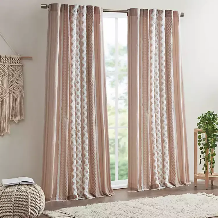 Kirklands Home Curtains & Drapes|Blush Chenille Stripe Curtain Panel, 84 in. Pink