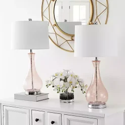 Kirklands Home Table Lamps|Blush Crackle Glass Teardrop Table Lamp Ivory