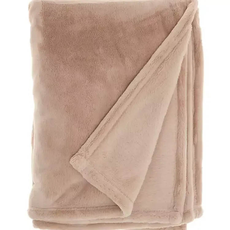 Blush Faux Sheared Mink Throw Blankets & Throws