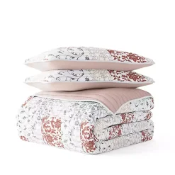 Kirklands Home Quilts|Blush Patchwork Reversible 3-pc. Queen Quilt Set