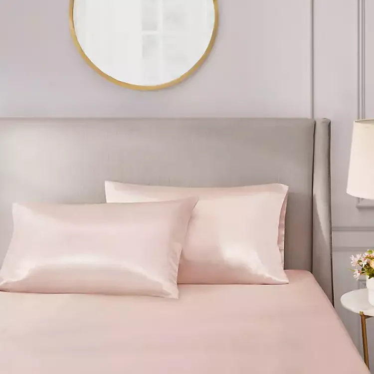 Kirklands Home Bed Sheets|Blush Satin King 2-pc. Pillow Case Set Pink