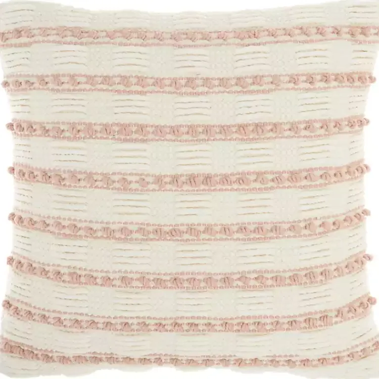 Outlet Blush Woven Knotted Stripes Throw Pillow Pillows