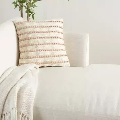 Outlet Blush Woven Knotted Stripes Throw Pillow Pillows