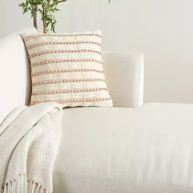 Outlet Blush Woven Knotted Stripes Throw Pillow Pillows