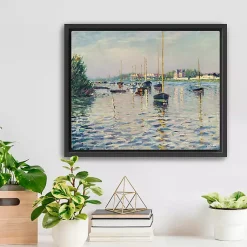 Kirklands Home Canvas Art|Boats at Anchor on Seine Canvas Print, 22x18 in. Blue