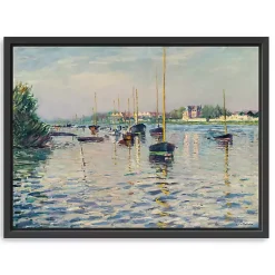 Kirklands Home Canvas Art|Boats at Anchor on Seine Canvas Print, 42x32 in. Blue