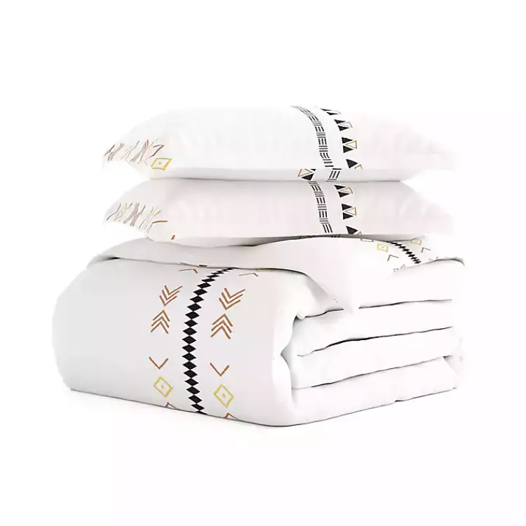 Kirklands Home Duvets|Bohemian Stripe 3-pc. Queen Duvet Cover Set White