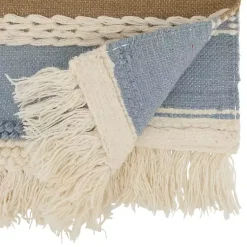 Kirklands Home Table Linens|Boho Blue and Cream Woven Wool Table Runner