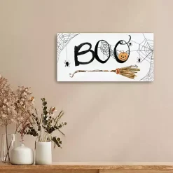 Clearance Boo Broomstick Canvas Art Print Halloween