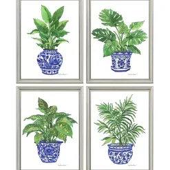 Kirklands Home Framed Art|Botanical Blues Framed Art Prints, Set of 4