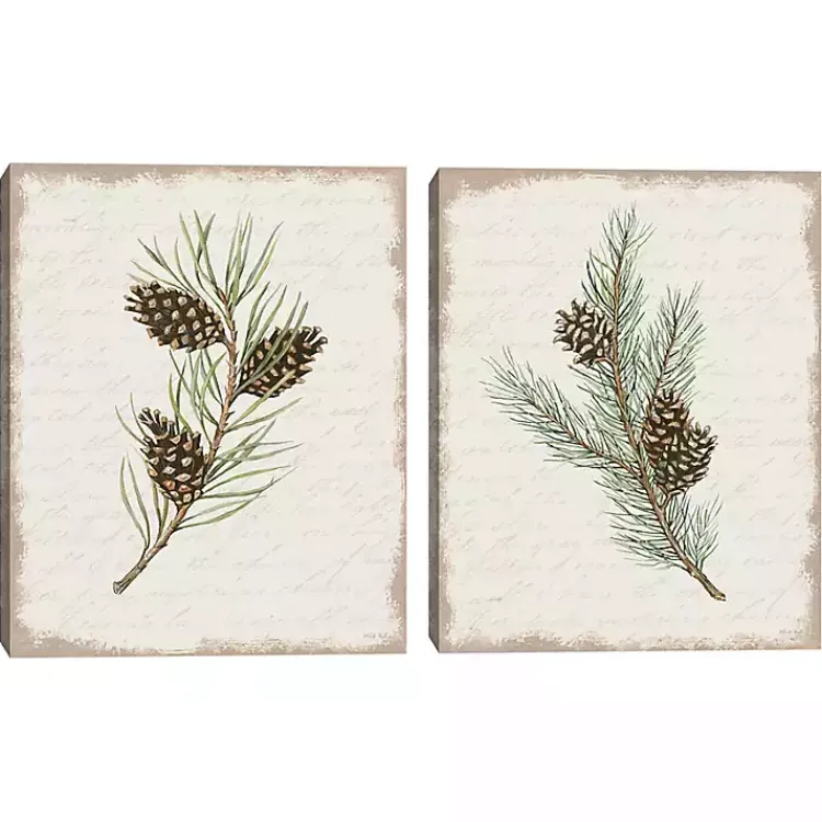Sale Botanical Pine Spruce Canvas Art Prints, Set of 2 Christmas Art & Wall Decor