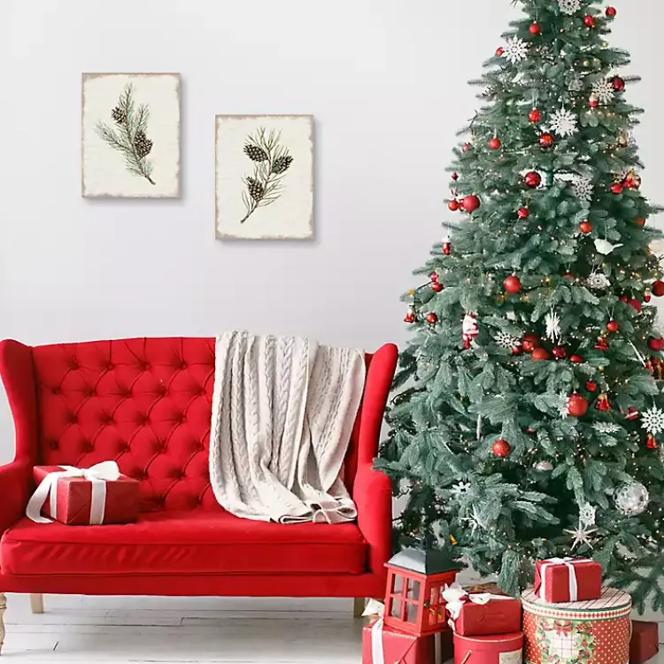 Sale Botanical Pine Spruce Canvas Art Prints, Set of 2 Christmas Art & Wall Decor