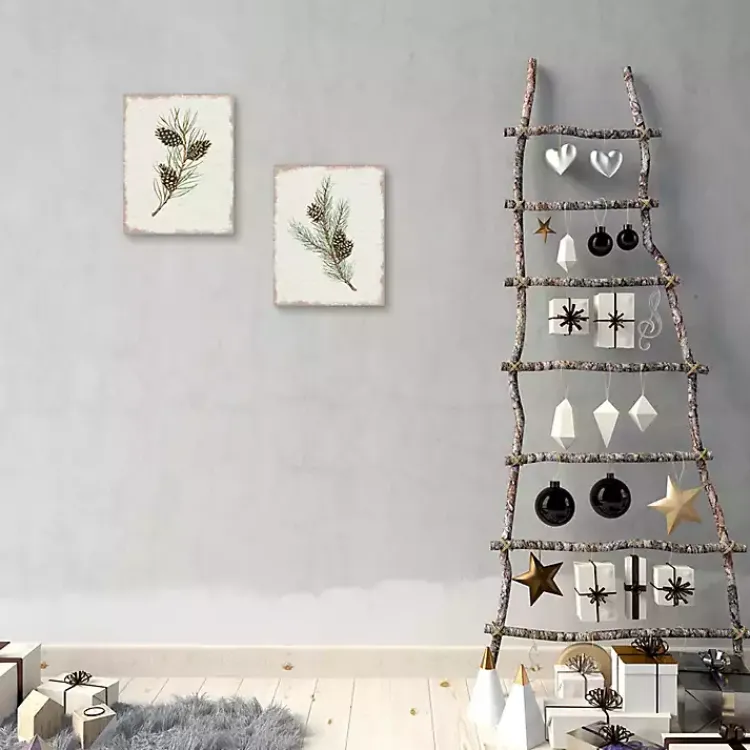 Sale Botanical Pine Spruce Canvas Art Prints, Set of 2 Christmas Art & Wall Decor