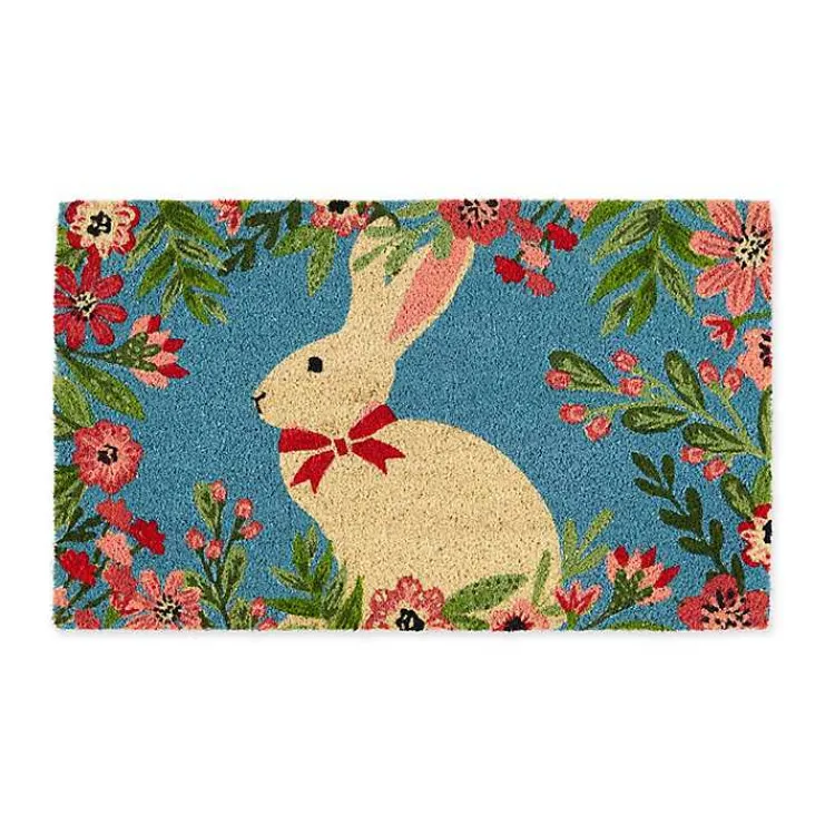 Clearance Bow Tie Bunny Floral Doormat Easter Decorations