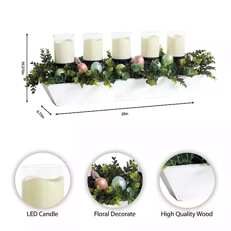 Hot Boxwood and Easter Eggs LED Candle Centerpiece Easter Decorations