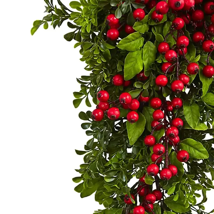 Online Boxwood Berry Floral Christmas Teardrop Christmas Wreaths