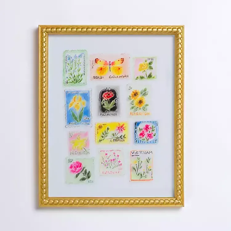Kirklands Home Framed Art|Brackeen Postage Stamps Framed Art Print Multi
