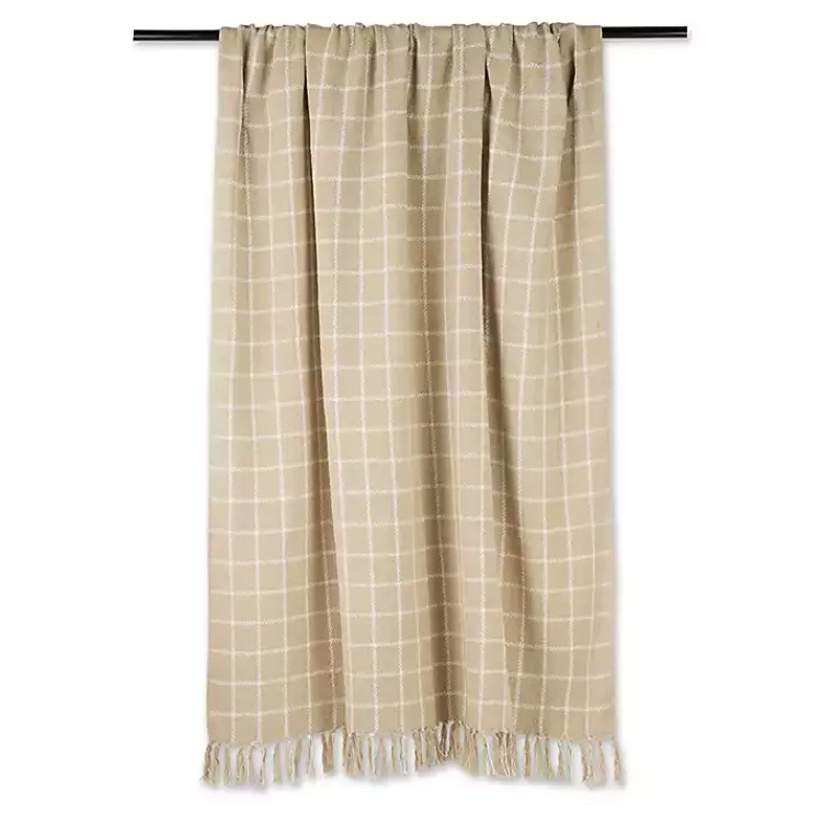 New Brandy Plaid Fringed Throw Blankets & Throws