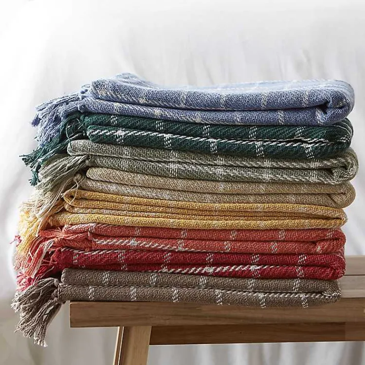 New Brandy Plaid Fringed Throw Blankets & Throws