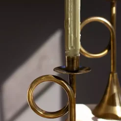 Best Brass Antique Trumpet Candle Holders, Set of 3 Candle Holders