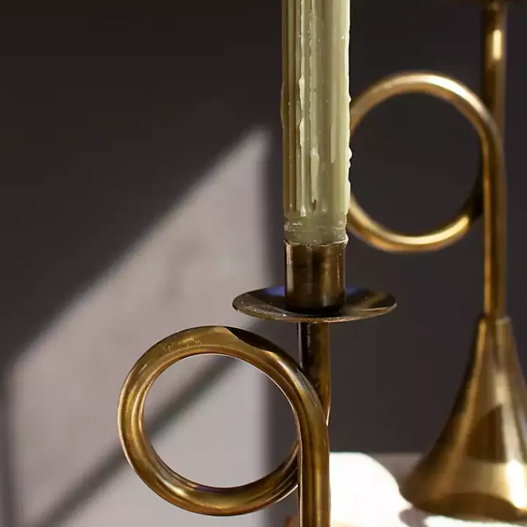 Best Brass Antique Trumpet Candle Holders, Set of 3 Candle Holders