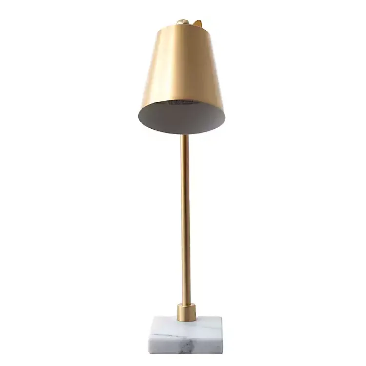 Kirklands Home Table Lamps|Brass Cone Desk Lamp with Marble Base Gold