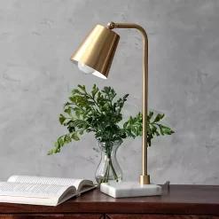 Kirklands Home Table Lamps|Brass Cone Desk Lamp with Marble Base Gold