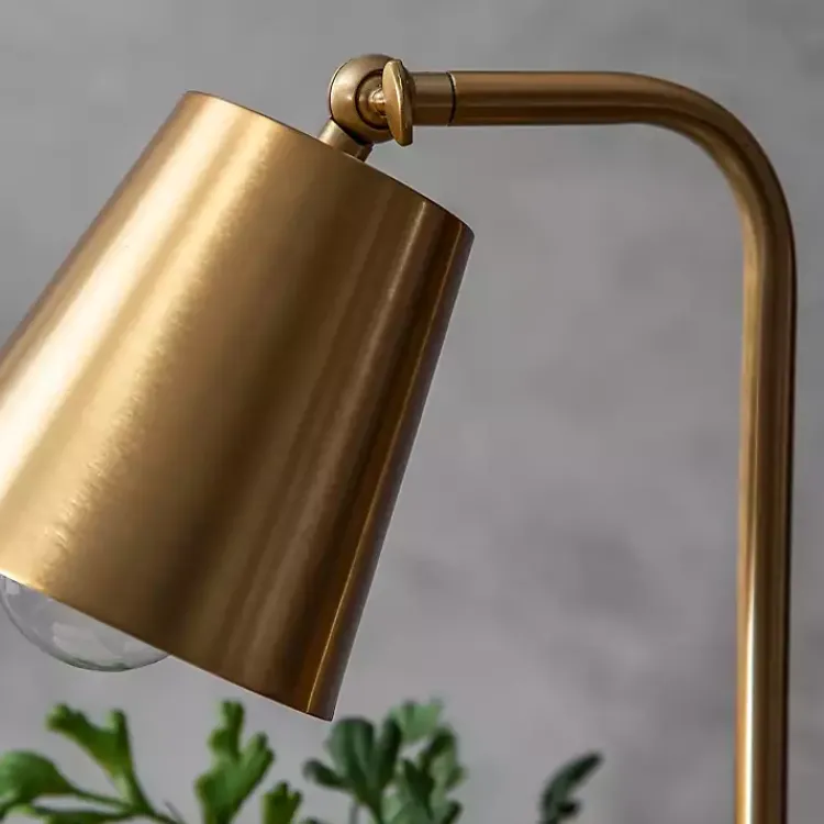 Kirklands Home Table Lamps|Brass Cone Desk Lamp with Marble Base Gold