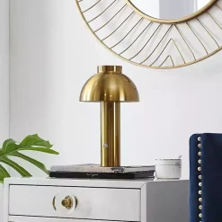Kirklands Home Table Lamps|Brass Dome LED Cordless Table Lamp, 12 in. Gold