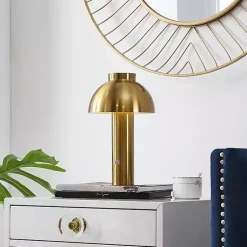 Kirklands Home Table Lamps|Brass Dome LED Cordless Table Lamp, 12 in. Gold