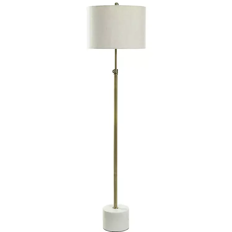 Kirklands Home Floor Lamps|Brass Lily Floor Lamp with Marble Base Gray