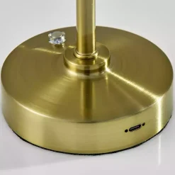 Kirklands Home Outdoor Lighting|Brass Metal Cone Shade Cordless Table Lamp Gold