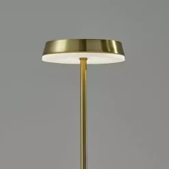 Kirklands Home Outdoor Lighting|Brass Metal Disc Frosted Light Cordless Table Lamp Gold