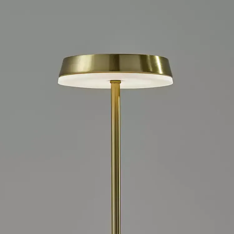 Kirklands Home Outdoor Lighting|Brass Metal Disc Frosted Light Cordless Table Lamp Gold