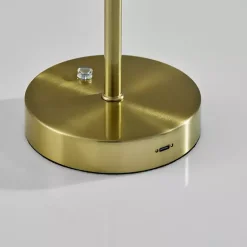 Kirklands Home Outdoor Lighting|Brass Metal Disc Frosted Light Cordless Table Lamp Gold