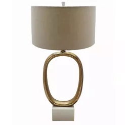 Kirklands Home Table Lamps|Brass Oval and Marble Base Table Lamp Tan
