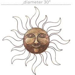 Kirklands Home Outdoor Wall Decor|Brass Sun Metal Outdoor Wall Plaque Brown