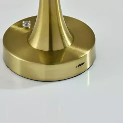 Kirklands Home Outdoor Lighting|Brass Tapered Dome Frosted Light Cordless Lamp Gold